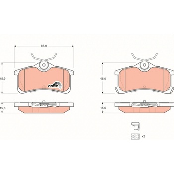 Sada brzdových platničiek kotúčovej brzdy TRW GDB3334