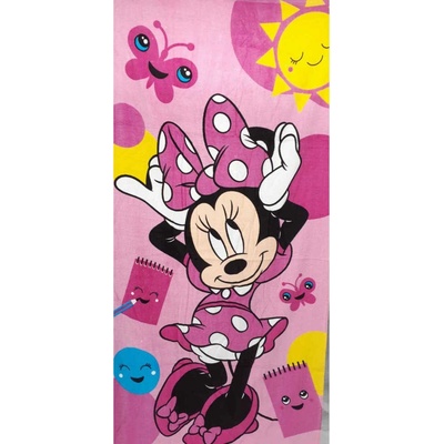 SETINO Plážová bavlnena osuška dievčenská - Minnie Mouse - ružová - 70 x 140 cm