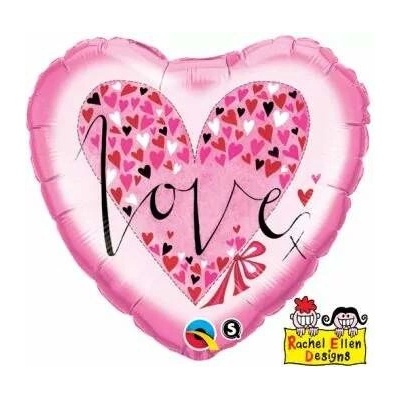 Lepaso Fóliový balónek 18 palcový QL Láska se srdíčky %