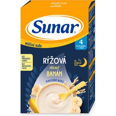 Sunar mliečna kaša ryžová na dobrú noc banánová 210 g