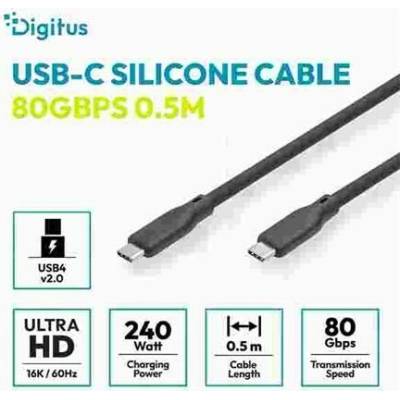 Digitus AK-300350-005-S silikonový USB4 verze 2.0 USB 80 Gbps, 0,5m černý