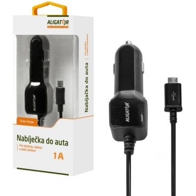 Nabíječka do auta ALIGATOR microUSB 1A, originální, Black