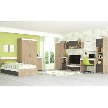 Голд - Аполо Модулна детска стая КРИС - вариант 3 сонома харбър / графит / бяло