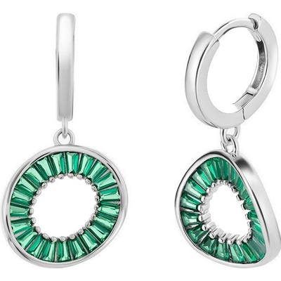 Preciosa stříbrné náušnice se zelenými kubickými zirkony Twist Glamour 5419 66