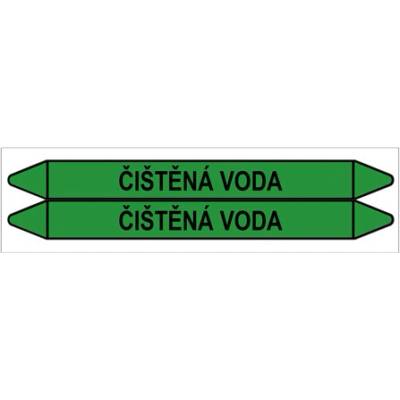 Značení potrubí, čištěná voda,2 ks, 450 × 52 mm PZ 009323