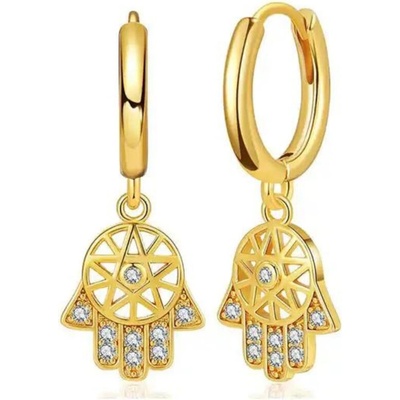 Olivie strieborné náušnice HAMSA GOLD 8261