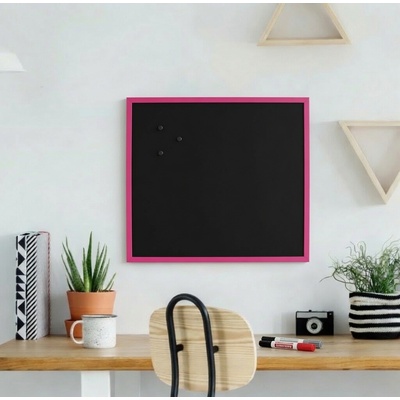 Toptabule.sk Čierna magnetická tabuľa v ružovom drevenom ráme COLOR 100 x 40 cm