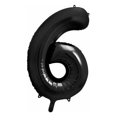 PartyDeco Fóliový balón číslo 6 čierny 86 cm