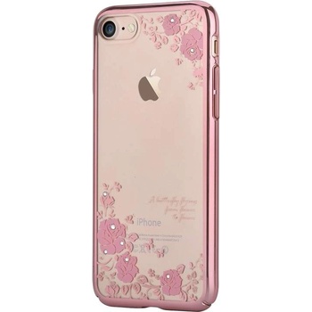 DEVIA Crystal Joyous Case - поликрабонатов кейс за iPhone 8, iPhone 7 (с кристали Сваровски) (с розови цветя)