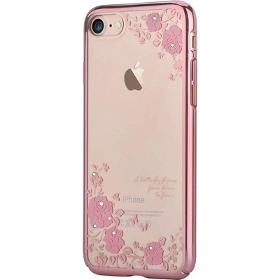 DEVIA Crystal Joyous Case - поликрабонатов кейс за iPhone 8, iPhone 7 (с кристали Сваровски) (с розови цветя)