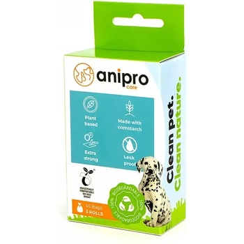 Anipro компостируеми хигиенни торбички за кучешки отпадъци, кутия 8 х 15 бр, 34х23 см