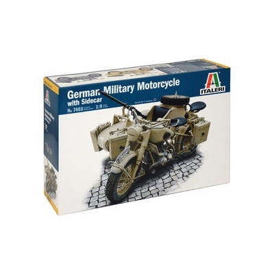 Italeri Model Kit military 7403 German Military Motorcycle with Sidecar 33-7403 1:9