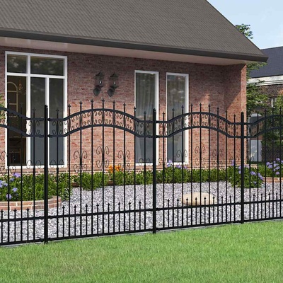 vidaXL Zahradní plot s kopím nahoře černý 240 x 125 cm, práškově lakovaná ocel