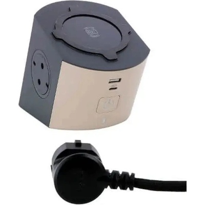 Legrand РАЗКЛОНИТЕЛ 2х ШУКО+БЕЗЖИЧНО ЗАРЕЖДАНЕ+usb a+c КАБЕЛ 2м - КАФЯВ/ЧЕРЕН (3414972019477)