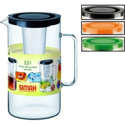 IGOTREND skleněný džbán+vložka a sítko, 2,5L, černé/oranž./zelené víko