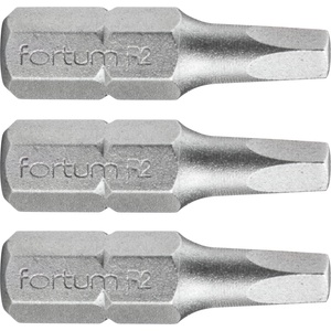 Fortum правоъгълен накрайник, 3 бр. , стомана S2; SQ 2x25mm, в блистери
