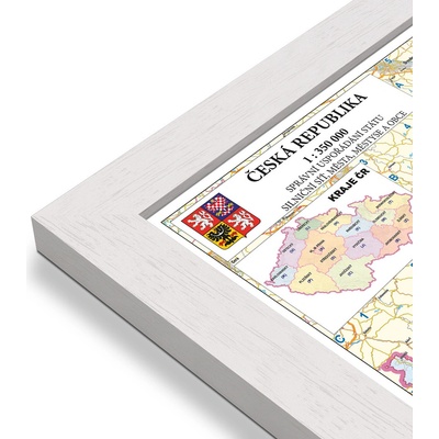 Excart Maps ČR - nástěnná administrativní mapa 135 x 90 cm Varianta: mapa v dřevěném rámu, Provedení: Pegi bílý