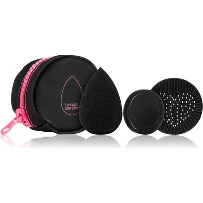 Beautyblender Besties Beautyblender Pro houbička na make-up 1 ks + Solid Charcoal tuhý čistič na make-up houbičky a štětce 16 g + Siilicone Scrub Mat Silicone Scrub Mat silikonová pomůcka na čištění