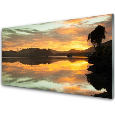 Obraz na skle Voda Hory Krajina 100x50 cm