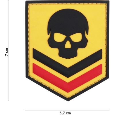 Gumová nášivka 101 Inc Belgium Skull - žlutá