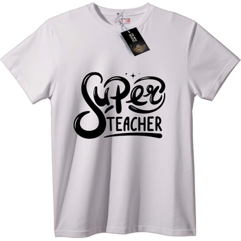 NOONEBRAND Тениска Супер Учител - 5XL, White