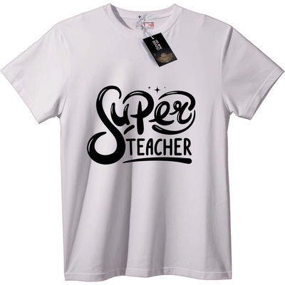 NOONEBRAND Тениска Супер Учител - 5XL, White