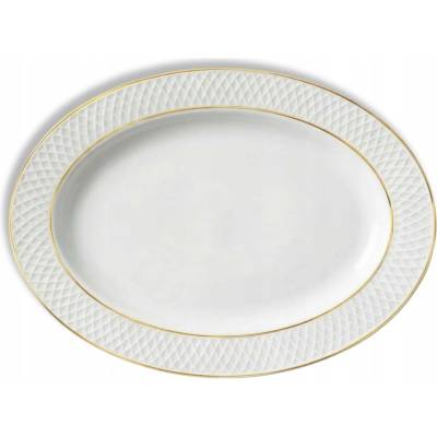 Servírovací mísa bílá porcelánová Wilmax 35x25 cm se zlatým okrajem