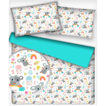 Bavlnená látka 387, vzor pandy na dúhach, biely podklad, metráž 160 cm