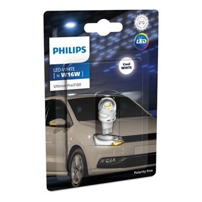 Крушка, LED, задни светлини / за мъгла PHILIPS W16W, 12V, 1.8W, 6000К, 160lm, 1 бр