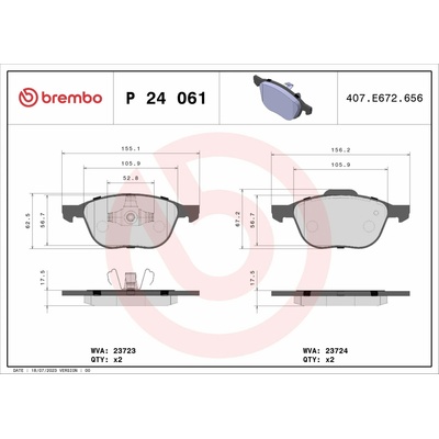 Sada brzdových destiček, kotoučová brzda BREMBO P 24 061