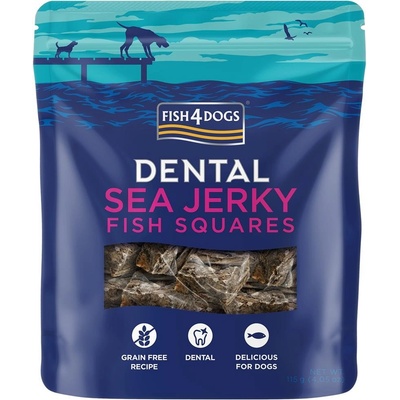 FISH4DOGS Dentální pamlsky pro psy mořská ryba čtverečky 115 g