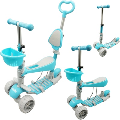 Pepita Ace 5в1 Многофункционален детски скутер със седалка и дръжка за бутане - син (MS-KK702-3-blue)