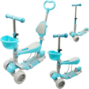 Pepita Ace 5в1 Многофункционален детски скутер със седалка и дръжка за бутане - син (MS-KK702-3-blue)