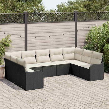 vidaXL Градински Софа Комплект 9 pcs Черно полиратан (3345857)