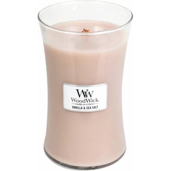 WoodWick Vnilla & Sea Salt ароматна свещ с дървен фитил 609, 5 гр