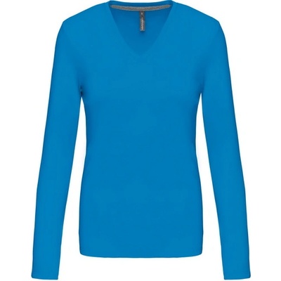 Kariban v-neck k382 / Дамска тениска с дълъг ръкав - светло кралско синьо xxl (20k38234805)