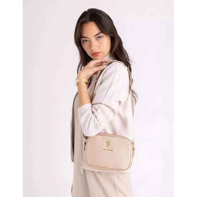 U.S. Polo Assn. dámská metalická kabelka crossbody CLASSIC béžová