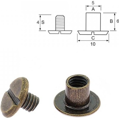 Nýt šroubovací 6 mm, Ø 5 mm staromosaz Počet: 10 ks – Zboží Dáma