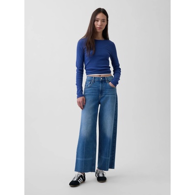 GAP Džínsy High Rise Stride wide-leg ankle Tmavomodrá