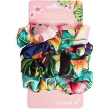 Flora & Curl Large Satin Scrunchies – Sada velkých saténových gumiček