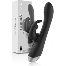 Black&Silver Dj. Adam Rabbit Silicone Rechargeable Black Stimulator