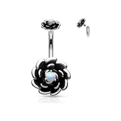 Šperky4U piercing do pupíku antique rose bílý opál WP0043-WH