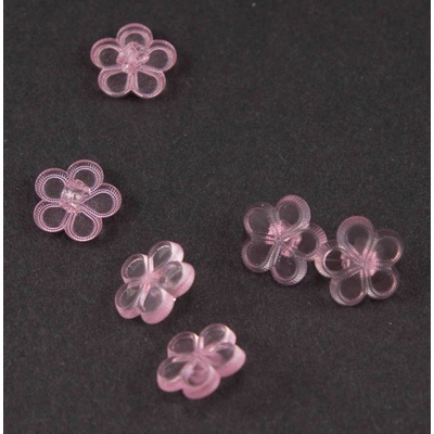 Detský gombík - svetlo ružová kvietka - transparentná - priemer 1,3 cm