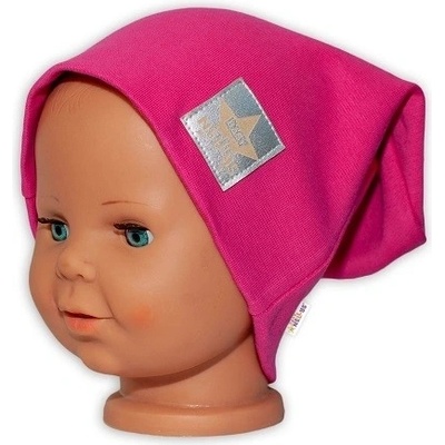 Baby Nellys detská čiapka s dvojitým lemom tm. růžová