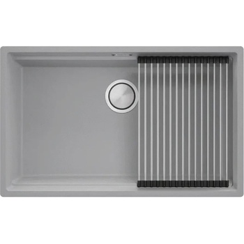 Твоят Стил Сива кухненска мивка за вграждане под плот Прага 80 Level 760 x 470 мм