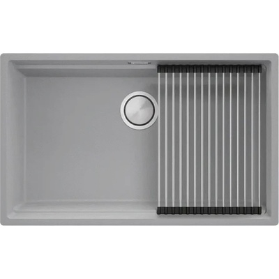 Твоят Стил Сива кухненска мивка за вграждане под плот Прага 80 Level 760 x 470 мм