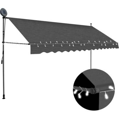 Greatstore Ručně zatahovací markýza s LED světlem 400 cm antracitová