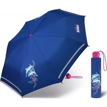 Scout Basic blie dětský skládací deštník s reflexním proužkem modrý