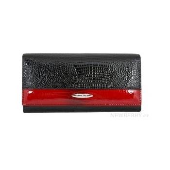 Cossroll Dámská kroko kožená peněženka v krabičce 01 5242 2 černo červená