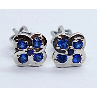 Klenoty Budín Dámské peckové zlaté náušnice na šroubek se safíry z bílého zlata 585/1,56gr HK2363